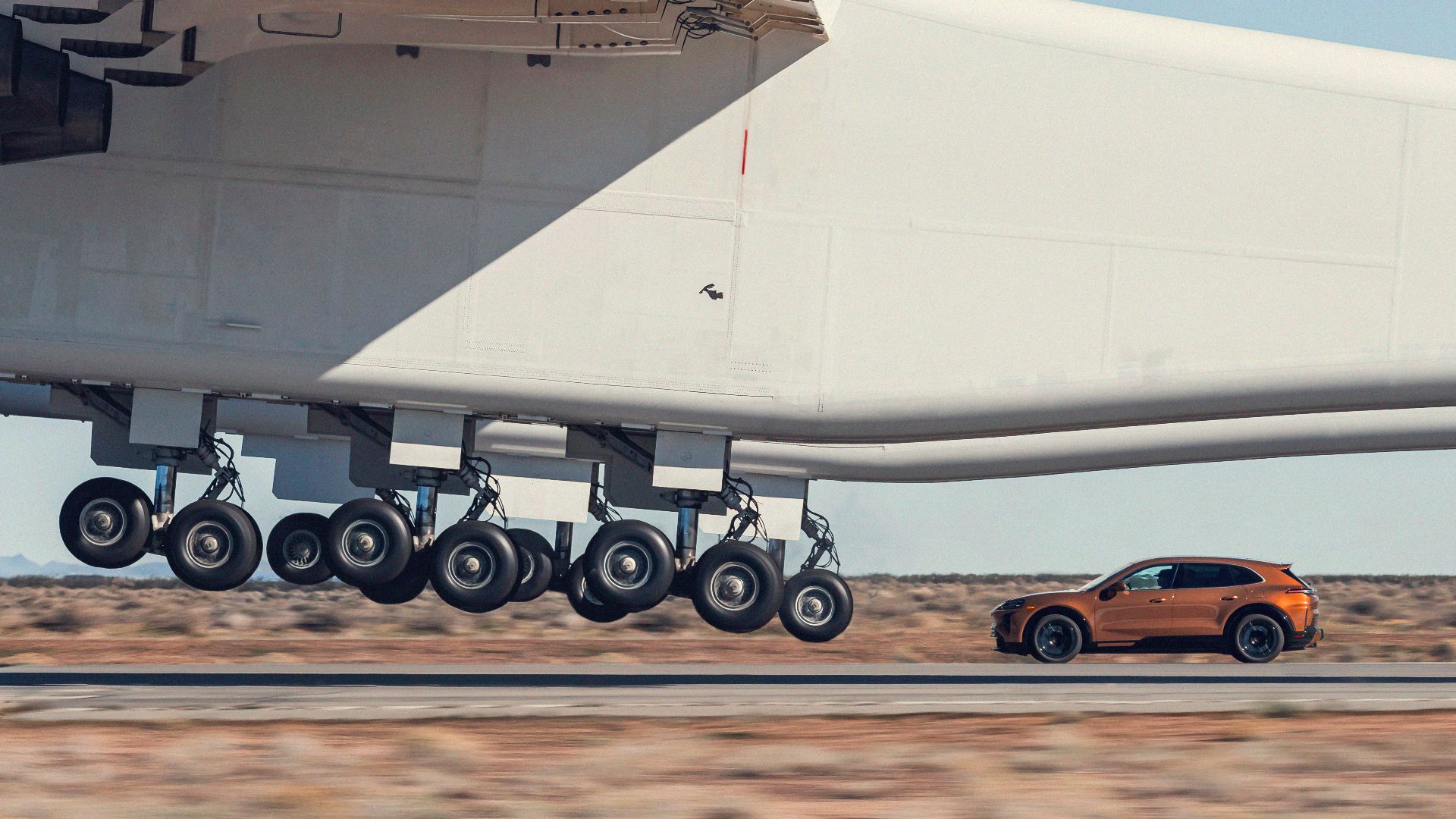 Porsche's most powerful car just drove beneath the world's biggest aircraft