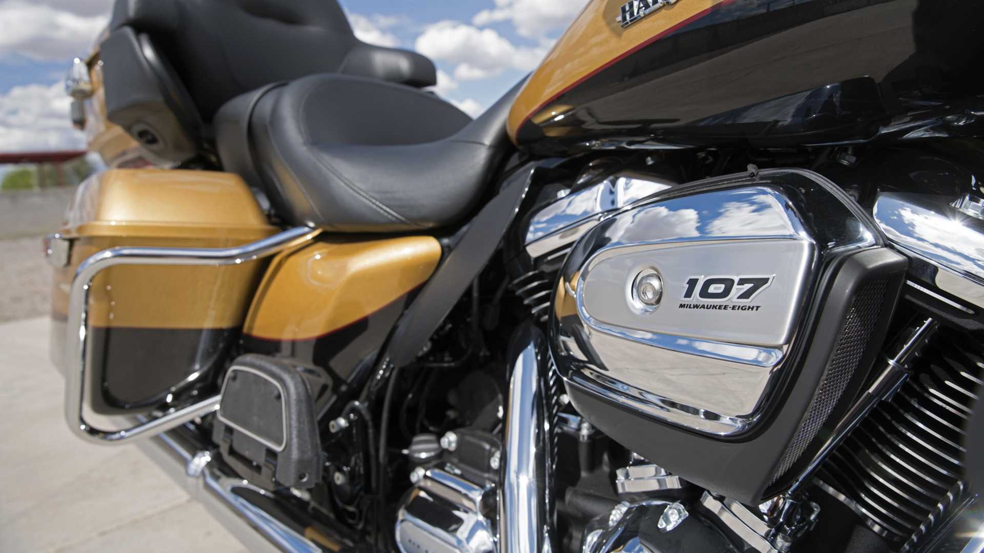 A close-up shot of the 2017 Harley-Davidson Ultra Limited's engine