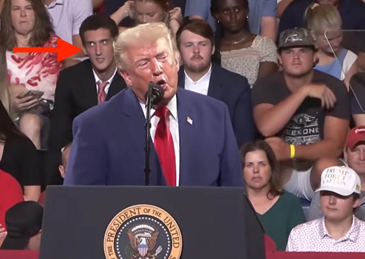 Guy behind Trump at latest rally goes viral in the strangest way possible
