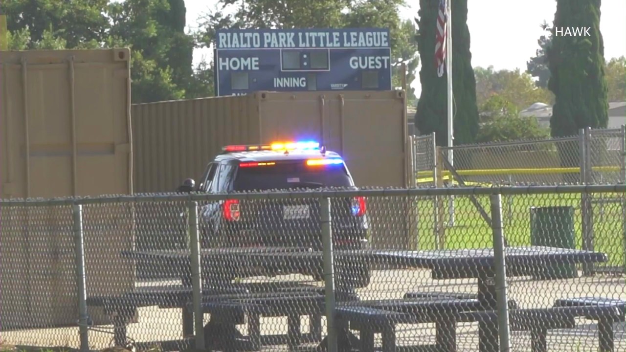 Homicide detectives investigate the scene after the nude body of Jose De Jesus Arriaga Loza, 63, was found at Rialto City Park in Rialto on July 19, 2026. (OC Hawk)