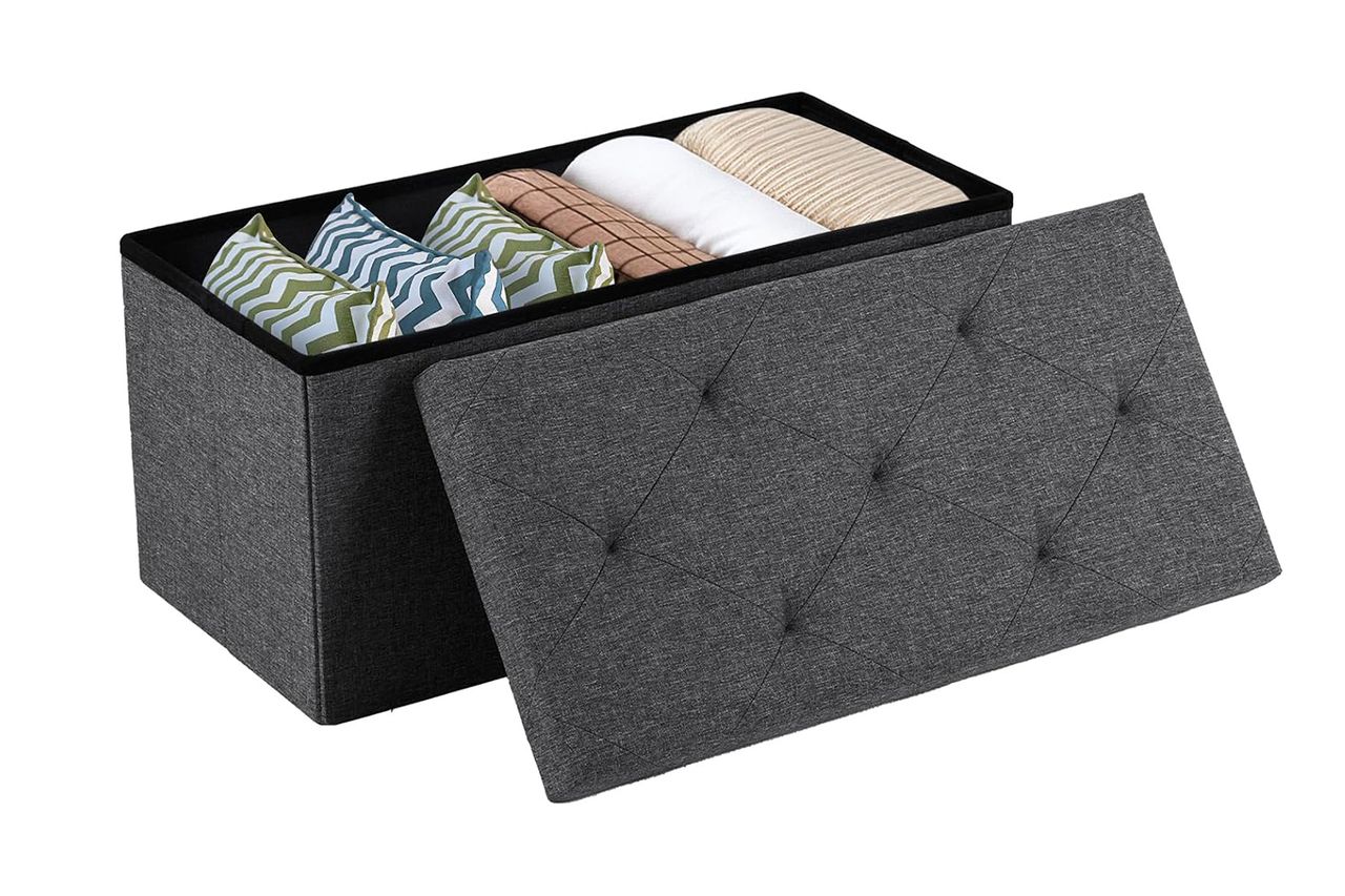 Sweetcrispy 30 Inch Folding Storage Ottoman Bench