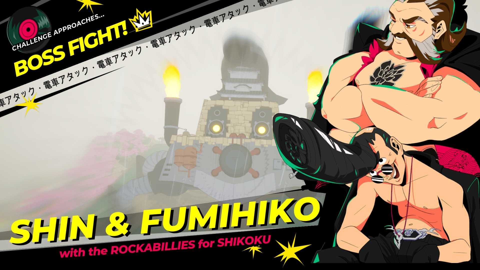 Denshattack Shin and Fumihiko boss splash