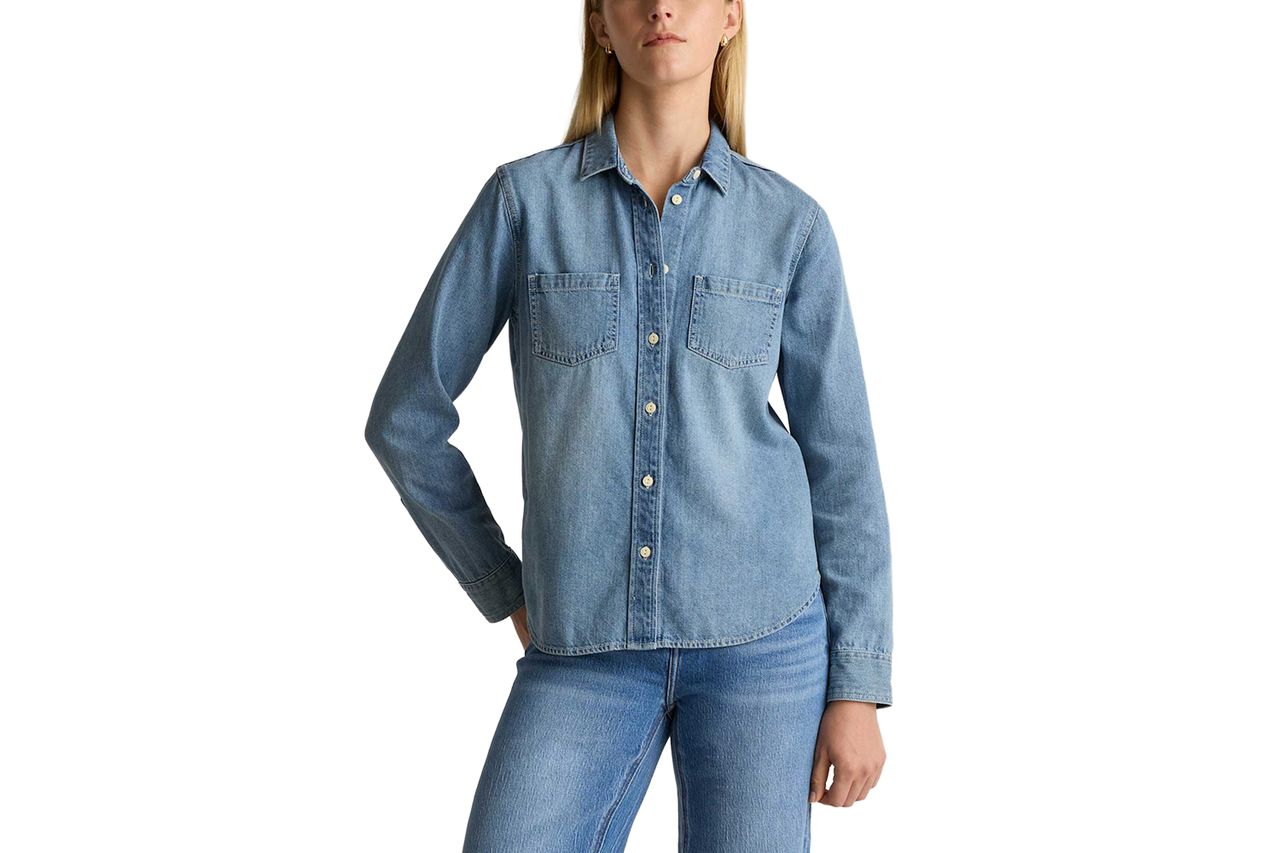 Quince Distressed Denim Shirt