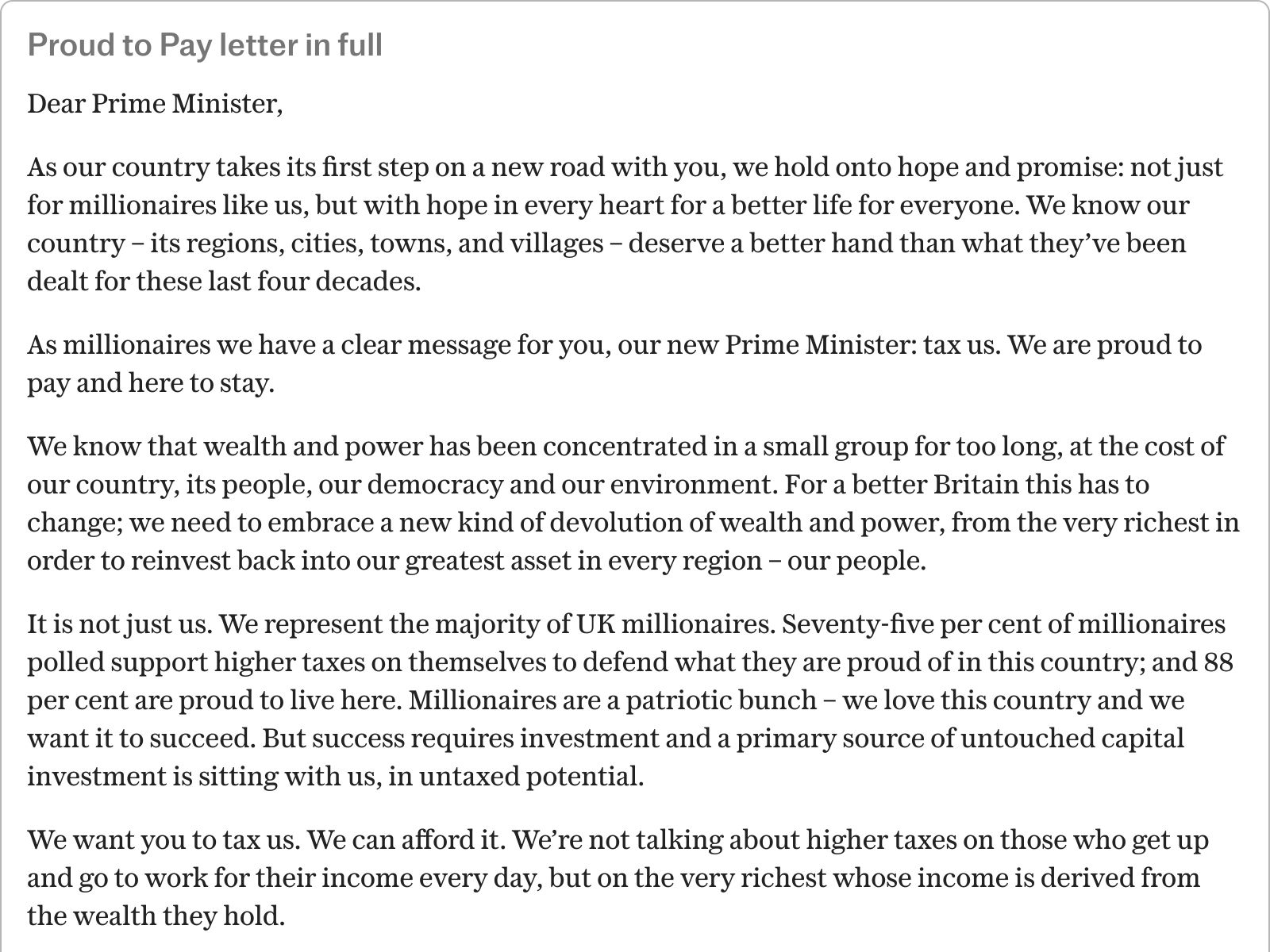 Proud to Pay letter in full