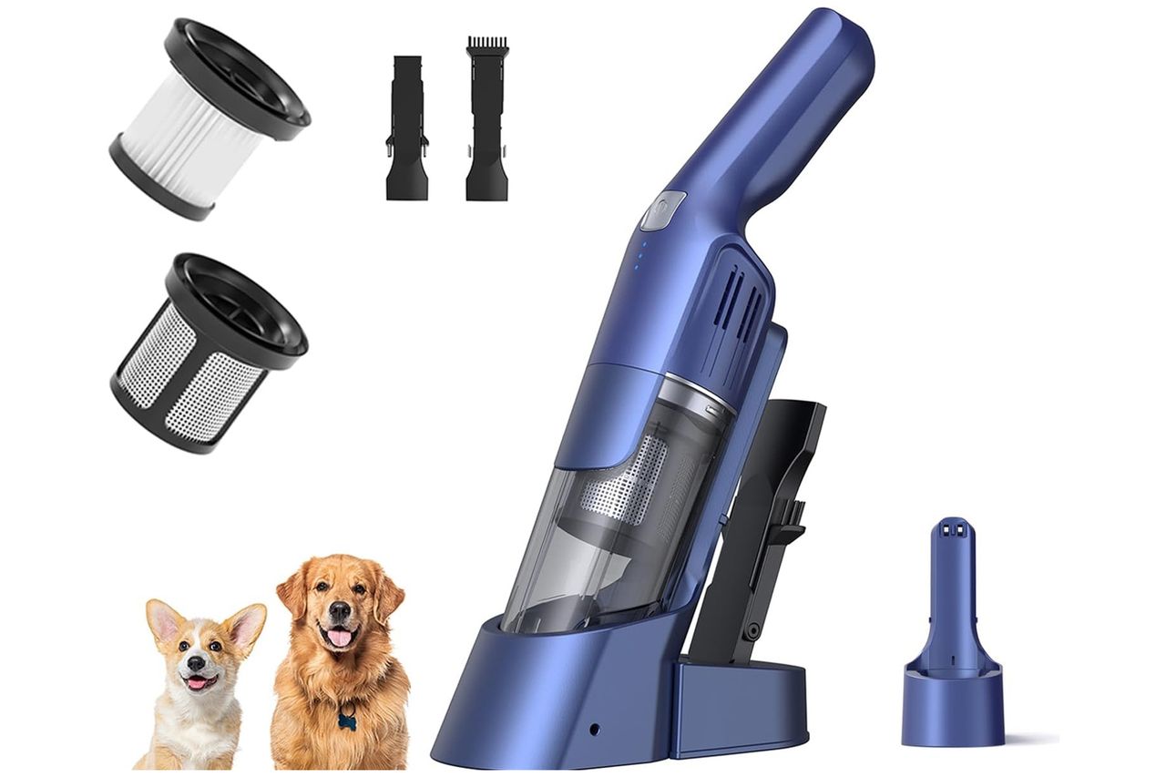 Handheld Vacuum Cordless, 24KPA Powerful, Rechargeable, Charging Dock, Ergonomic Handle, 2-in-1 Crevice Tool, 1.8lb Portable Vacuum Cleaner with 2-Speed for Car, Portable Car & Pet Hair Vacuum