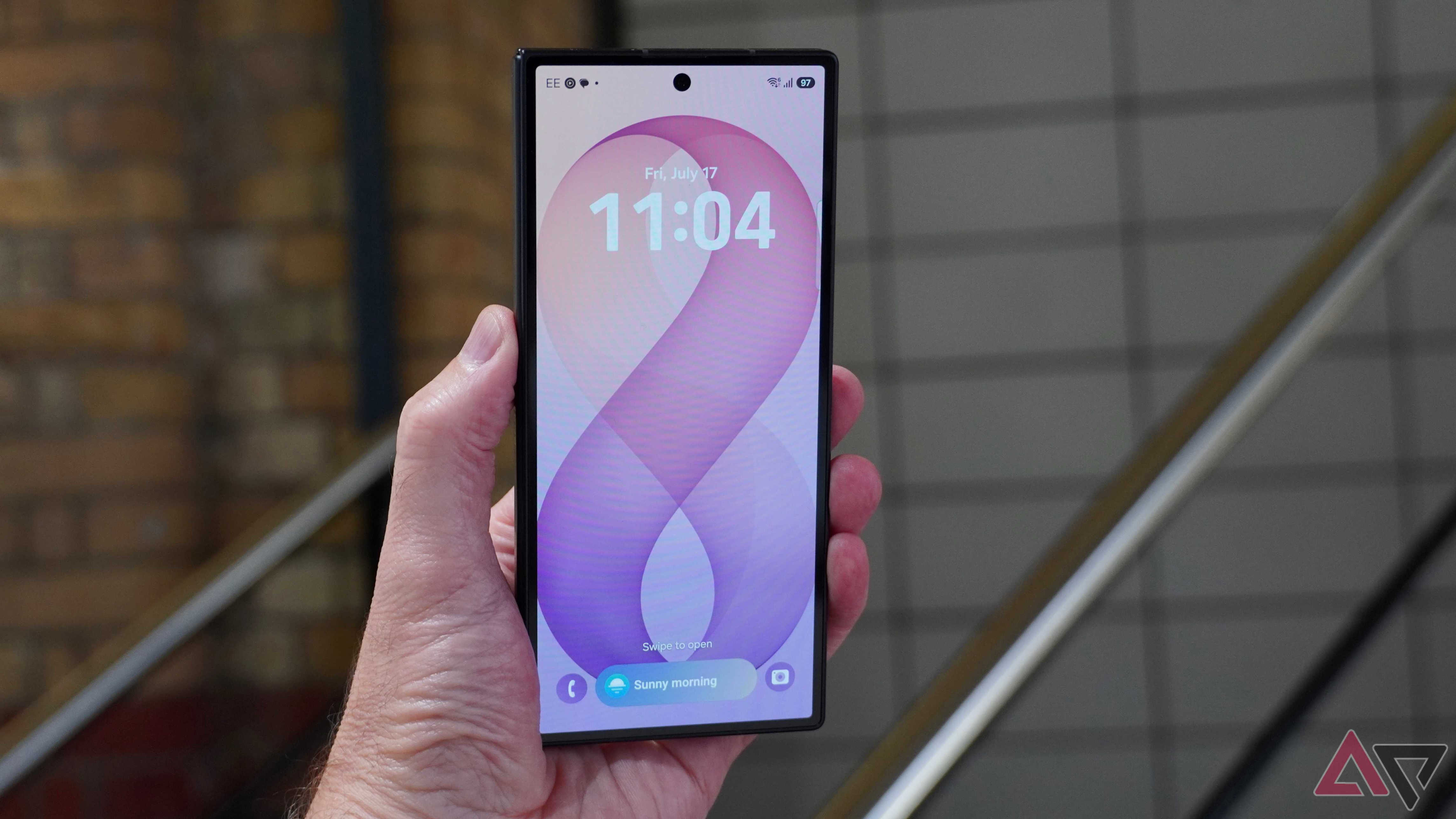 A person holding the closed Samsung Galaxy Z Fold 8 Ultra