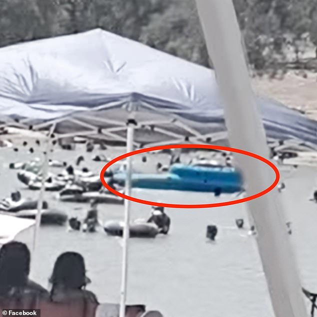 The Tuolumne County Sheriff's Office asked the public for help concerning the fatal drowning, saying this raft may have been involved (Red circle by the Tuolumne County Sheriff's Office)