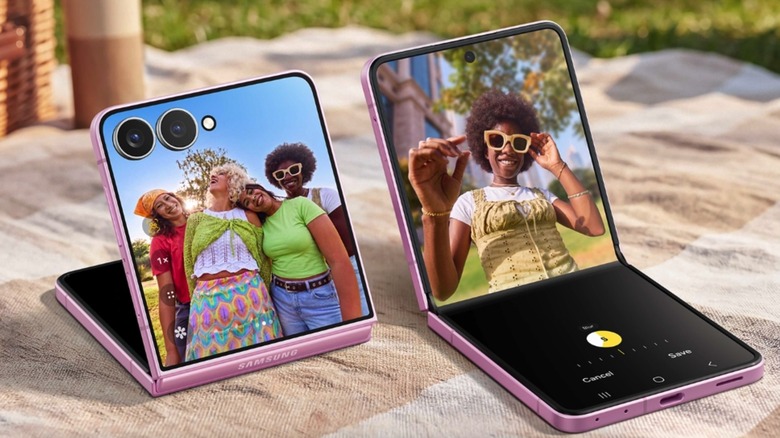 The Galaxy Z Flip 8 used for taking photos with the rear and front cameras.