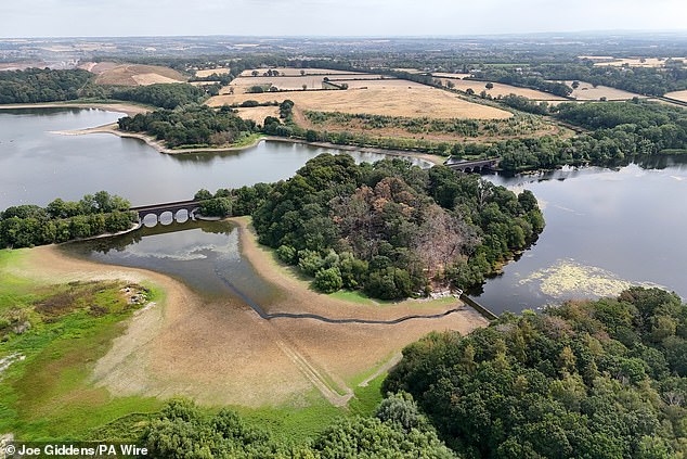 Swithland Reservoir in Leicestershire yesterday, which Severn Trent says is at 44% capacity