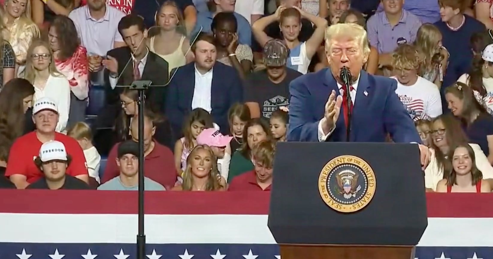 Trump's imitator appeared to the left of him during the White House's live broadcast. / The White House/YouTube