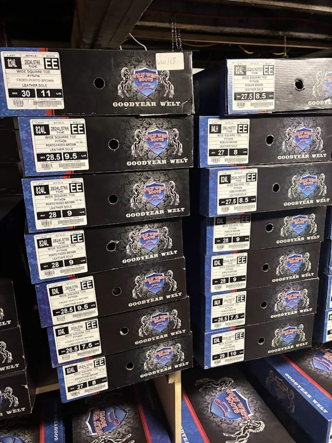 San Luis Obispo Police Department detectives seized 85 pairs of boots from Salinas Charreria Western Wear made from python snakeskin, which is prohibited from sale in California, on July 5, 2026.