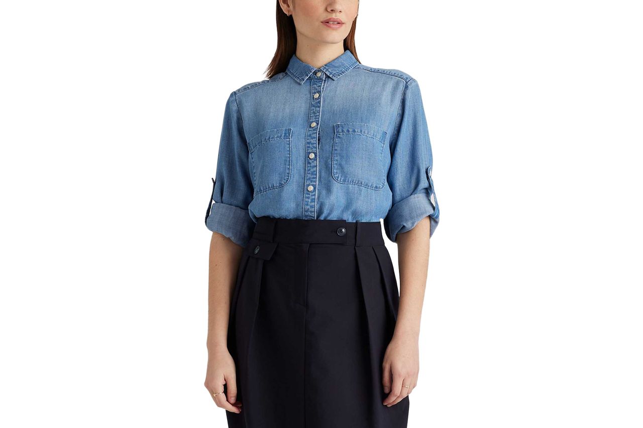 Quince Chambray Tencel Long Sleeve Shirt