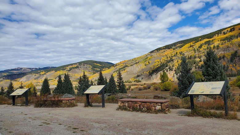 Plaques and benches at Camp Hale
