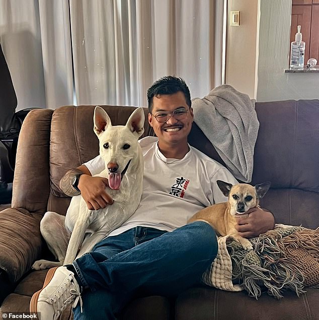 In his last publicly recorded Facebook activity, Eneluna had changed his profile picture to this photo alongside two dogs