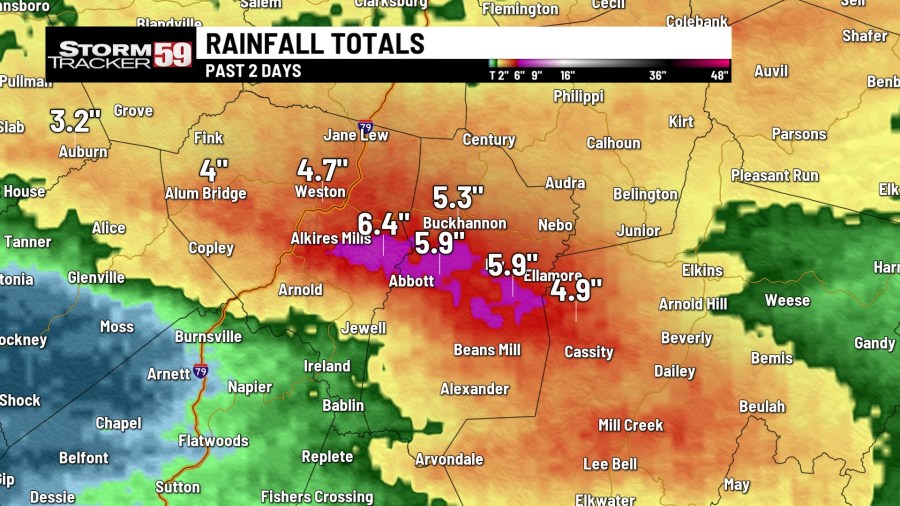 How much rainfall caused the catastrophic flooding in WV Tuesday?