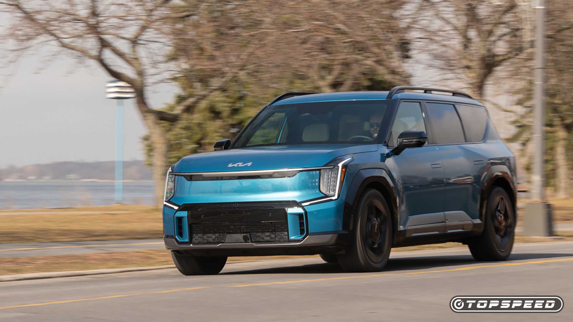 2024 Kia EV9 Driving Front Side TopSpeed