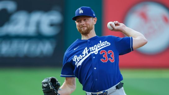 Eric Lauer #33 of the Los Angeles Dodgers pitches against the Philadelphia Phillies at Citizens Bank Park on July 22, 2026 in Philadelphia, Pennsylvania.