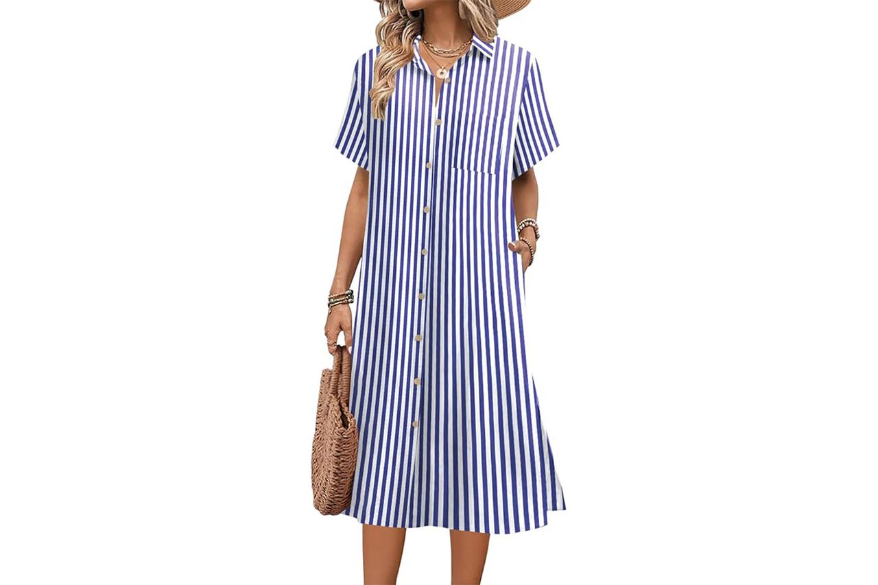 hotouch Dress Summer Casual Midi Short Sleeve
