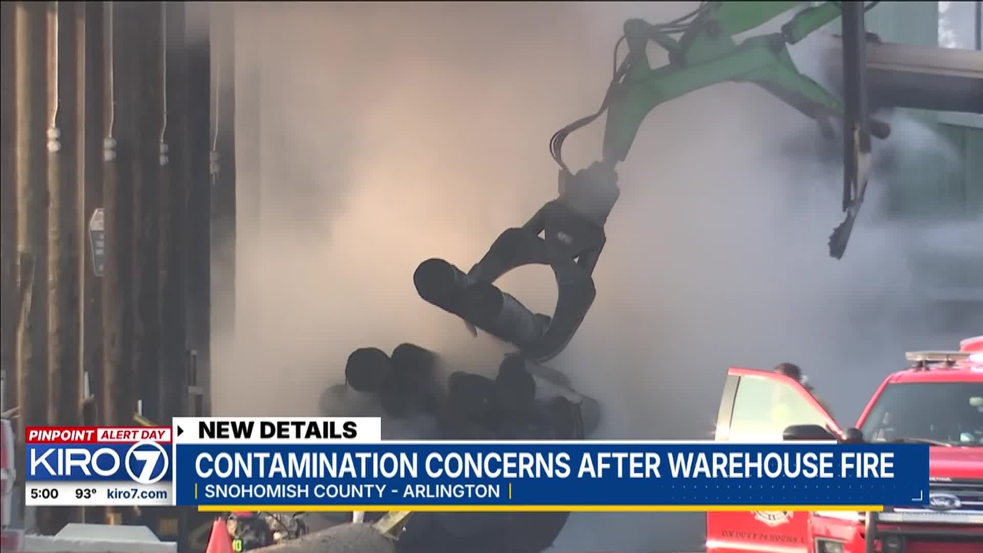 Logging company warehouse catches fire next to Arlington Airport