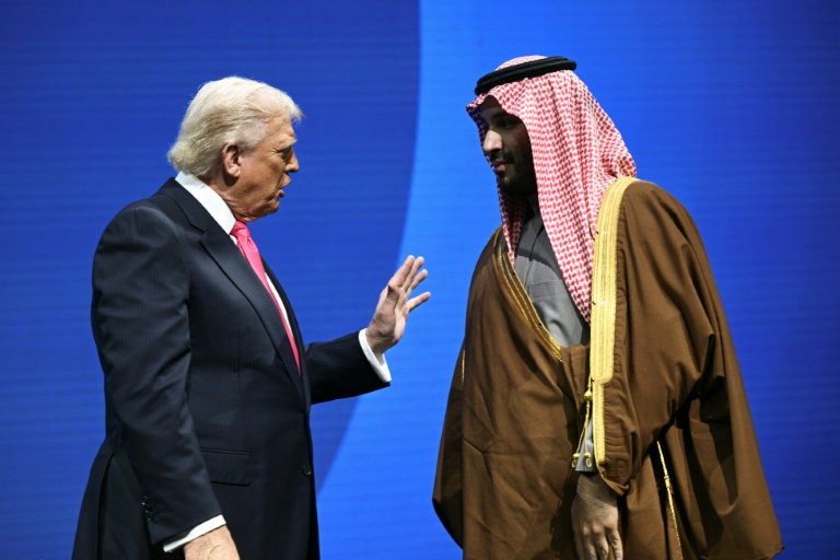 Trump with Crown Prince Mohammed bin Salman at the US-Saudi investment forum in Washington in November 2025