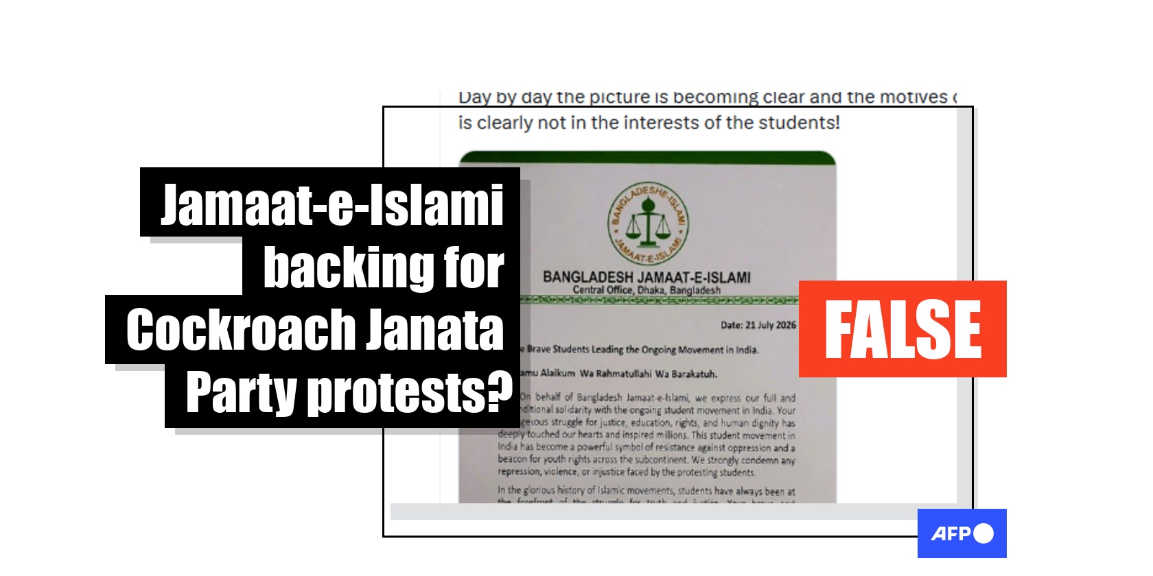 Posts circulate fabricated document to discredit India's youth movement
