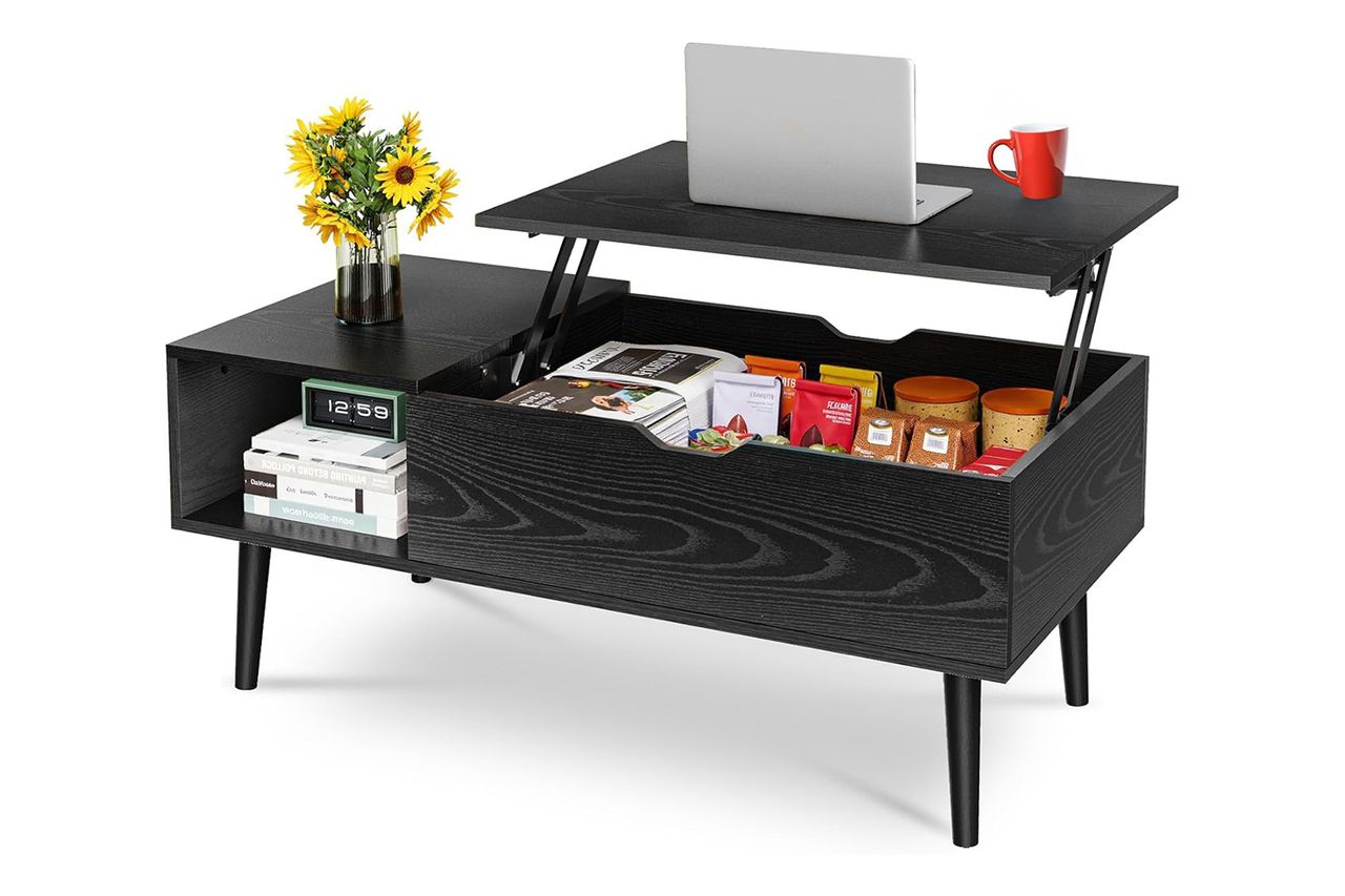 OLIXIS Wood Lift Top Coffee Table with Hidden Compartment