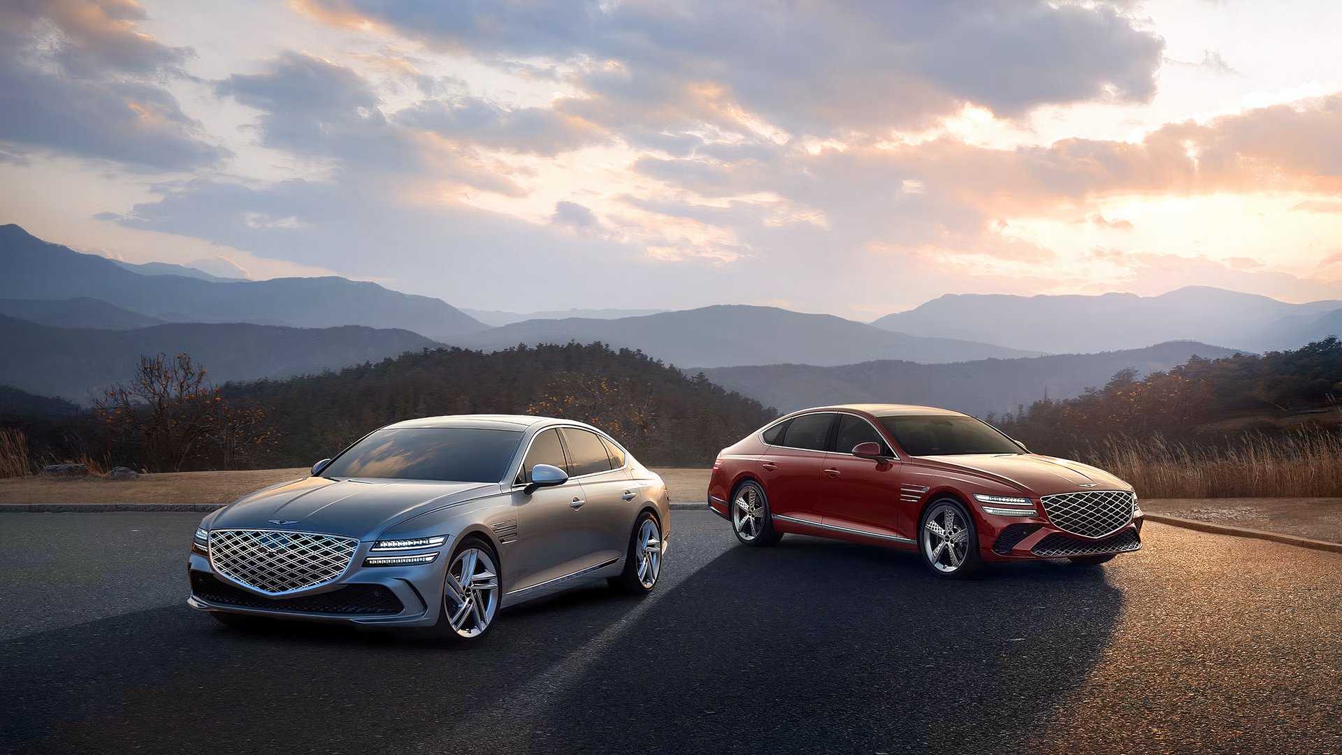 2026 Genesis G80 Pair front shot parked side-by-side