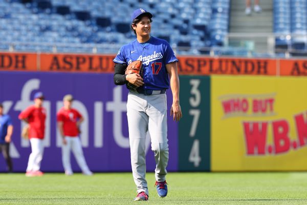 Dodgers' Shohei Ohtani throws 30-pitch bullpen session