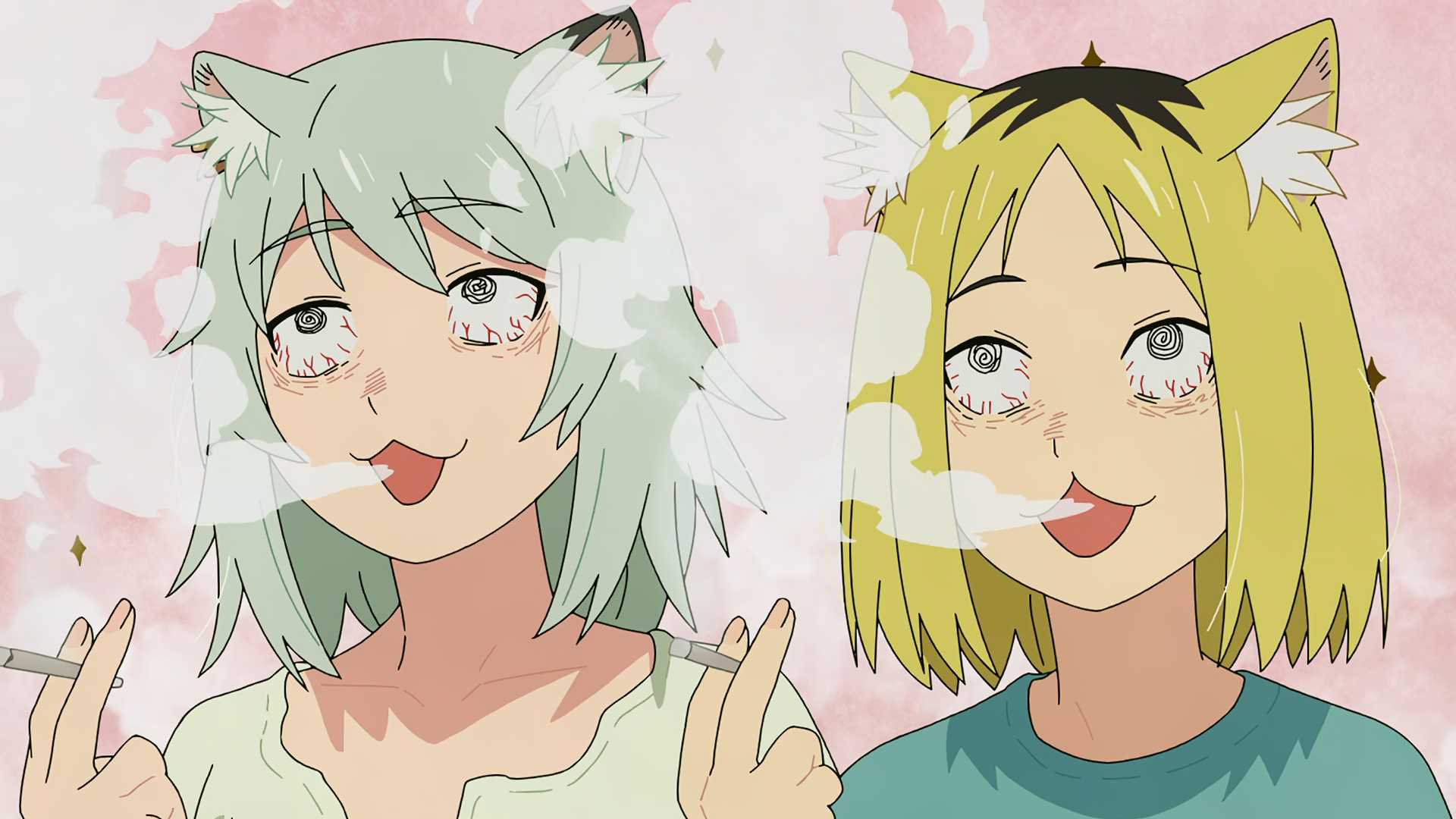 Yanineko and Yakuneko smoking in Chainsmoker Cat