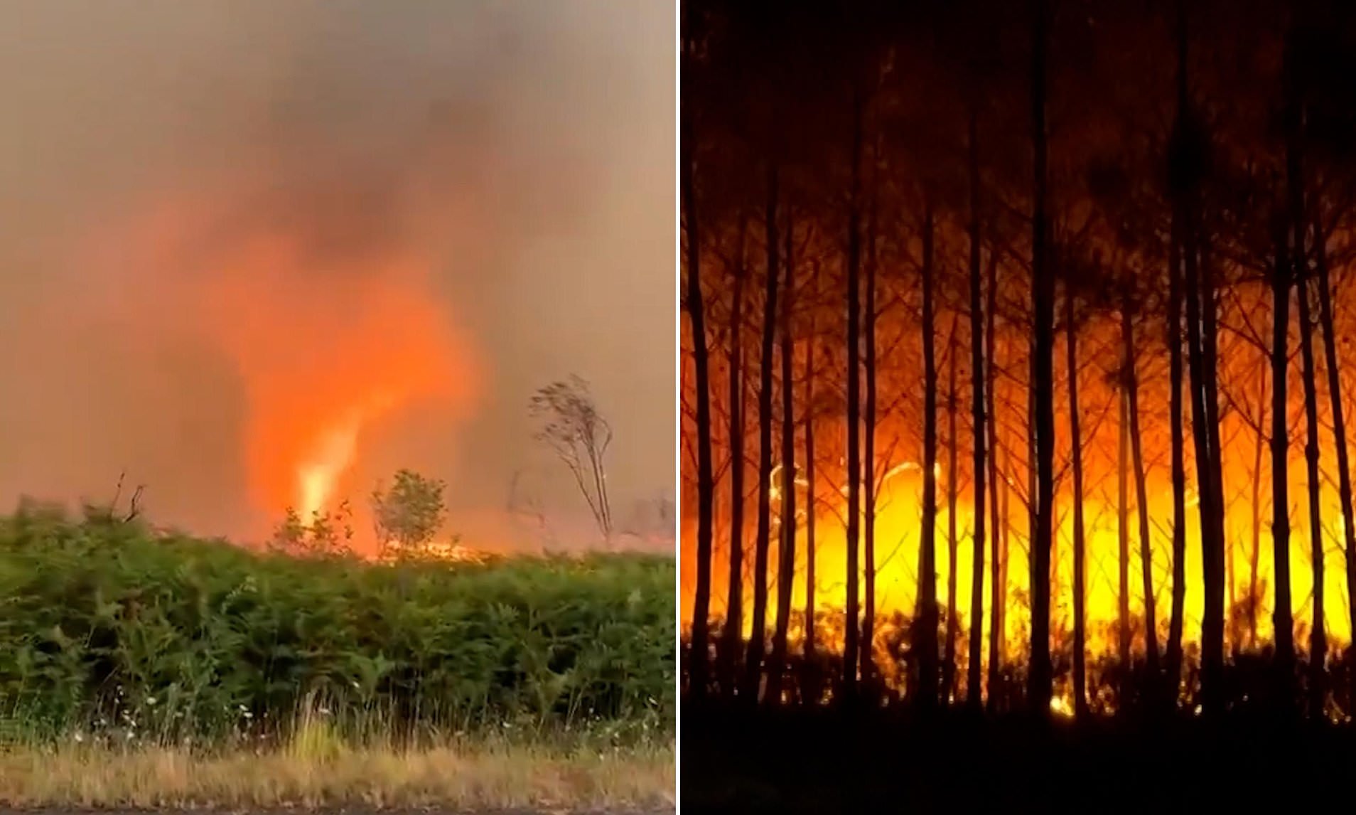 Freak 'firenado' and mass campsite evacuations in France