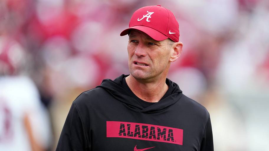 Alabama Crimson Tide head coach Kalen DeBoer looks on before the Rose Bowl and quarterfinal game.