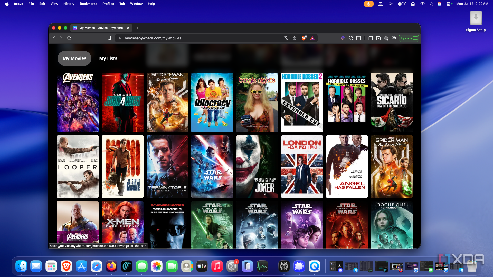 shows MoviesAnywhere on MAC