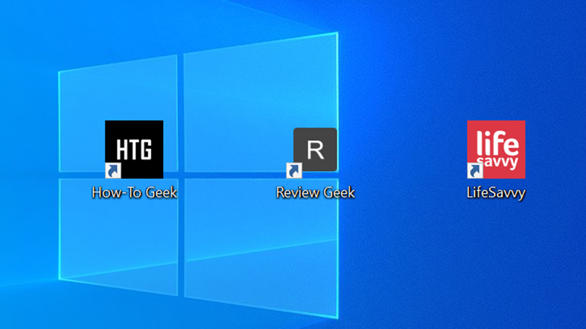 Three website shortcuts on Windows desktop.