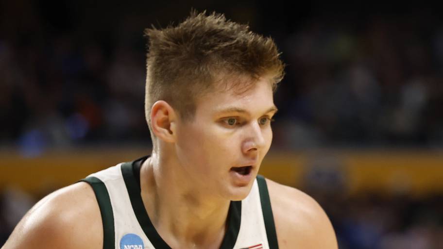 Michigan State's Jaxon Kohler looks on during a game against North Dakota State