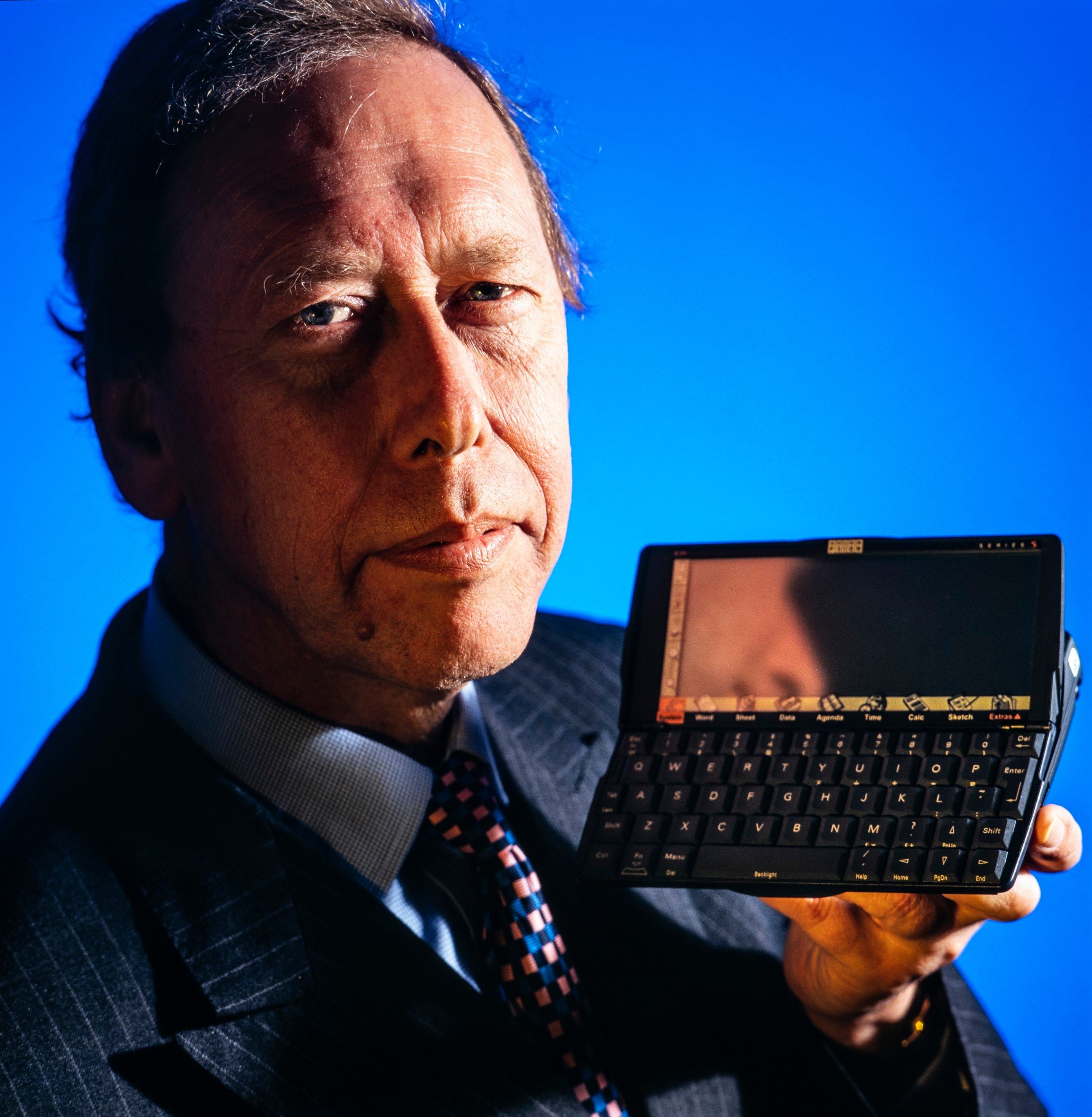 David Potter in 1998 holding a Psion 5MX