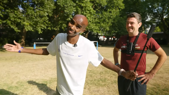 Sir Mo Farah put Andy Burnham through his paces on his social media channels