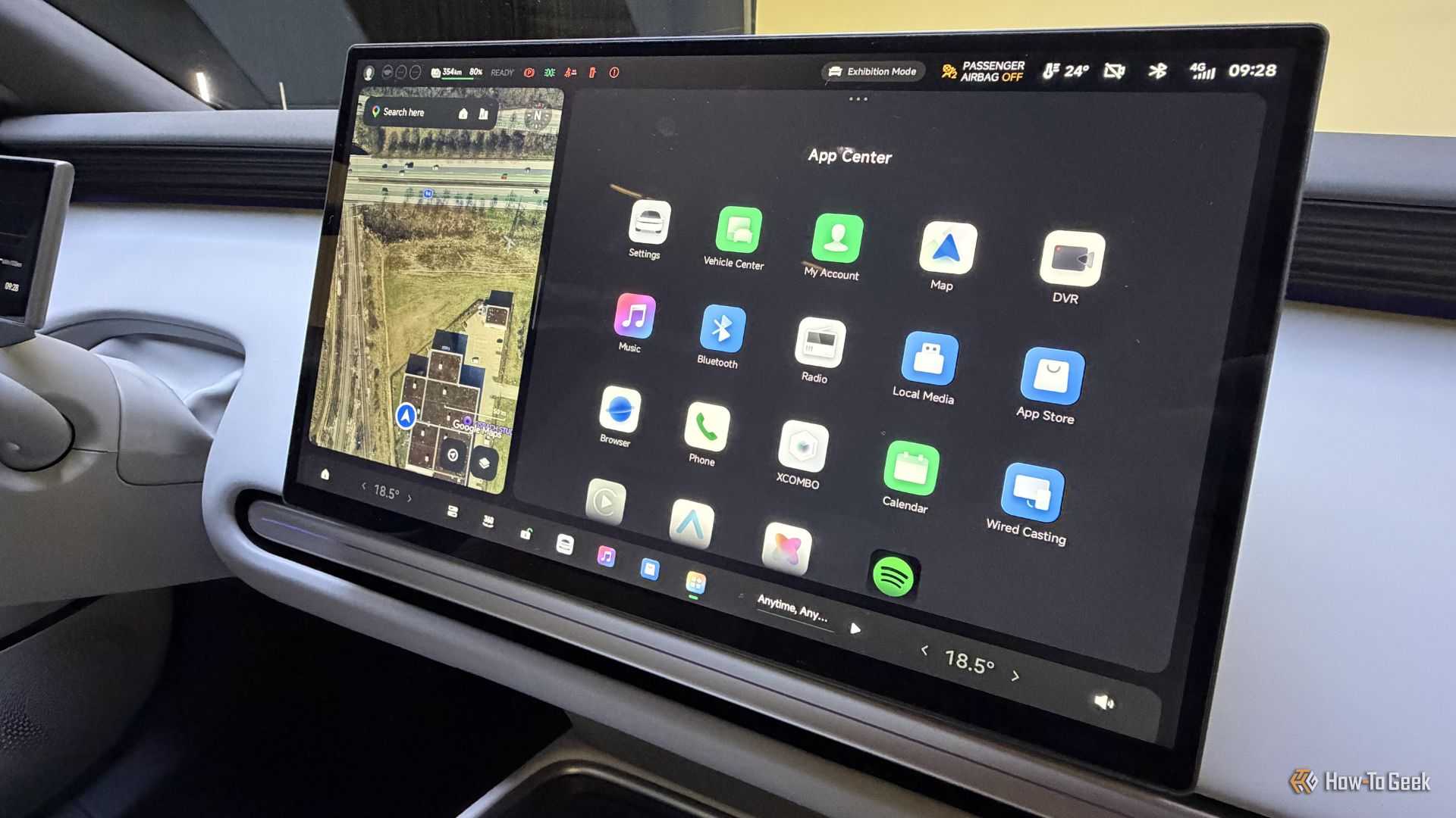 Close-up shot of the infotainment screen inside an XPENG L03.