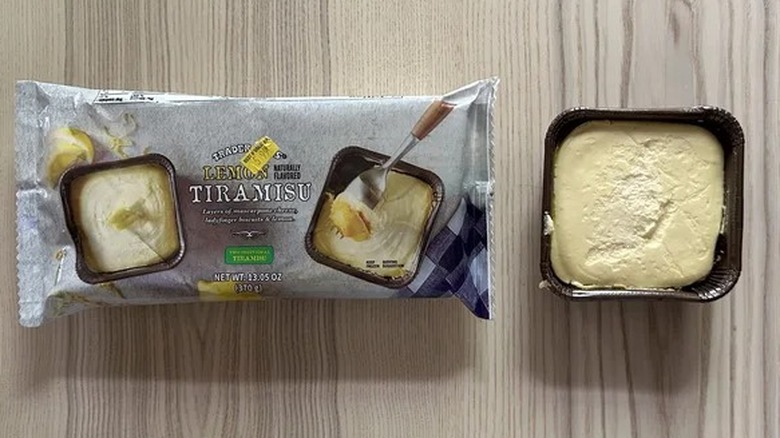 Trader Joe's lemon tiramisu on a table