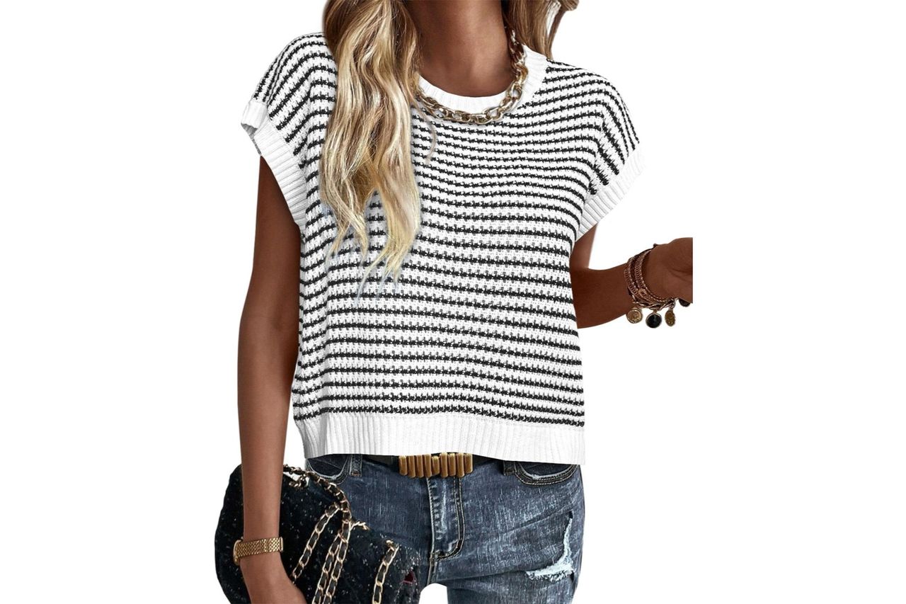 PRETTYGARDEN Womens Short Sleeve Sweater Spring Summer 2025 Round