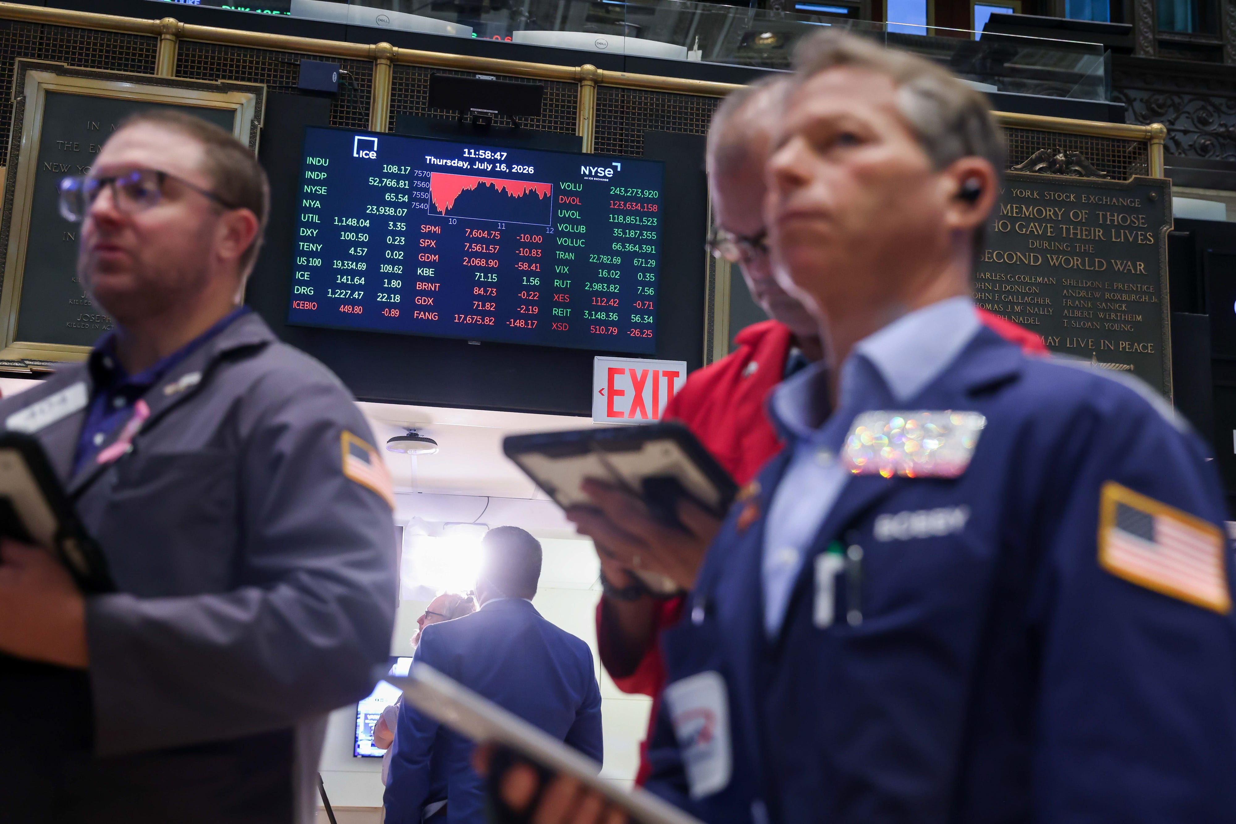 Traders working at the New York Stock Exchange
