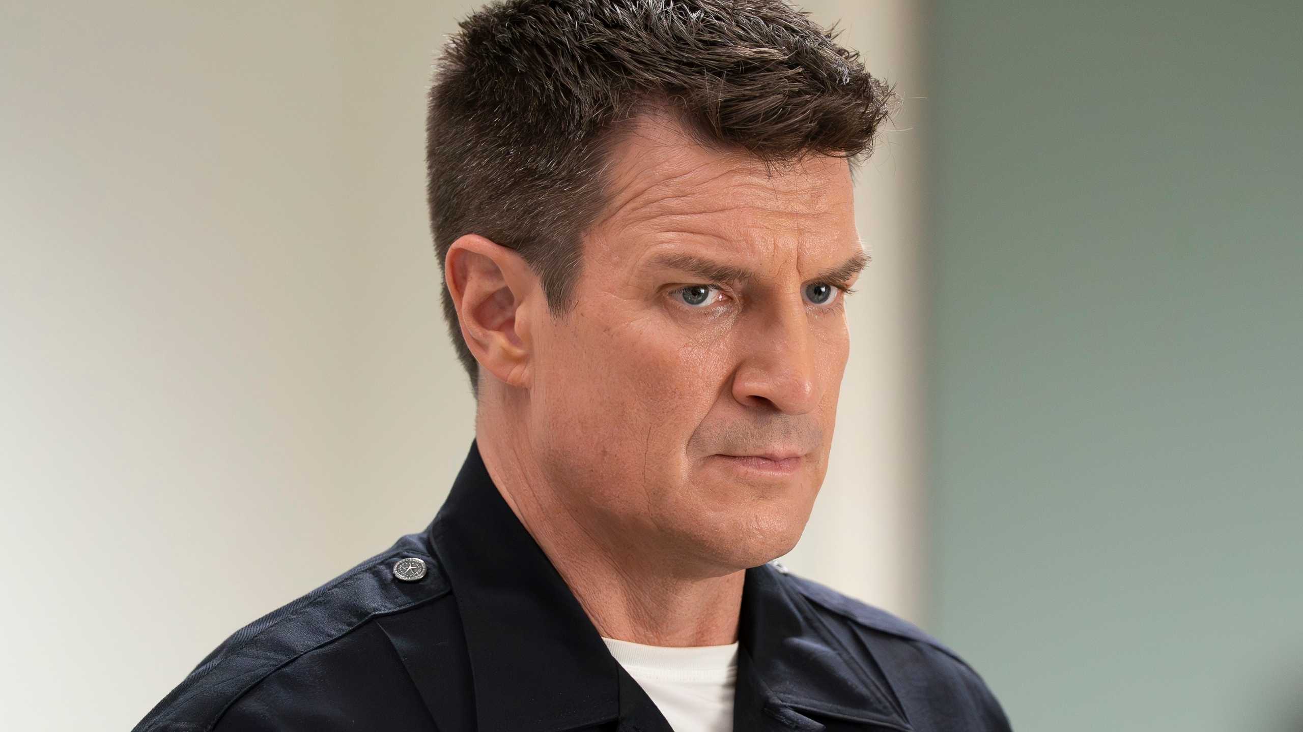the-Nathan Fillion looking concerned in The Rookie