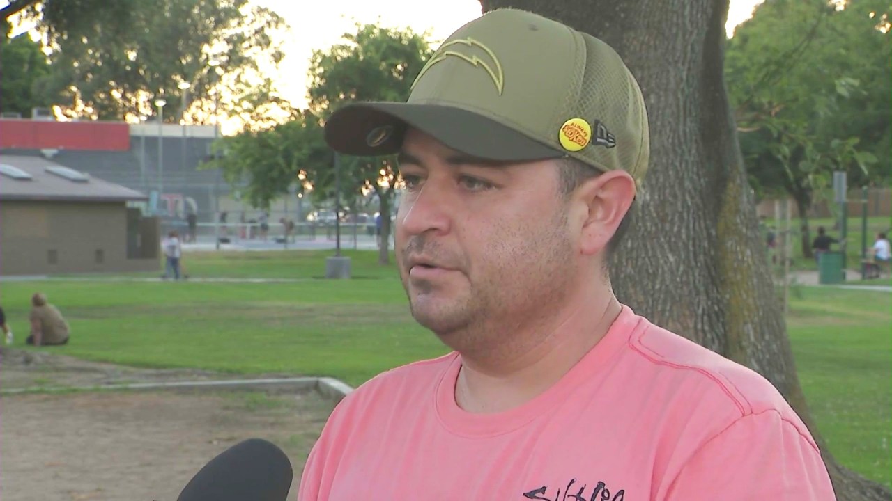 The victim's son, Juan Jose Arriaga Trejo, soeaks with KTLA on July 22, 2026. (KTLA)