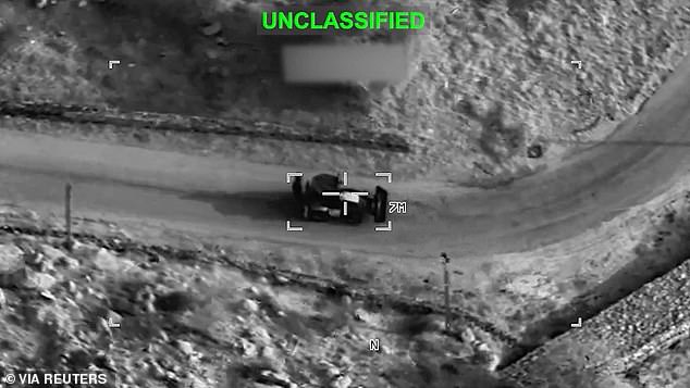 Heavy machinery is targeted at an unknown location, during what CENTCOM says are strikes on Iran