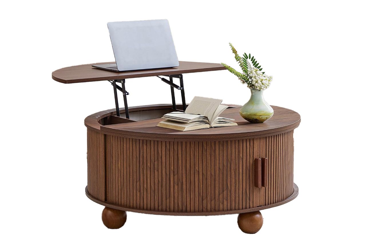 Round Lift Top Coffee Table with Hidden Storage
