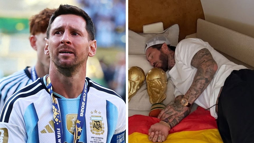 Sergio Ramos takes a jibe at Messi by recreating Argentina star's iconic World Cup pic