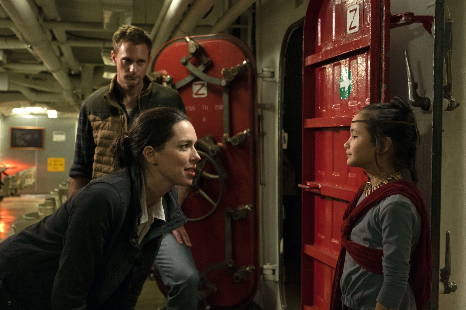 Alexander Skarsgard, Rebecca Hall and Kaylee Hottle in Godzilla vs. Kong