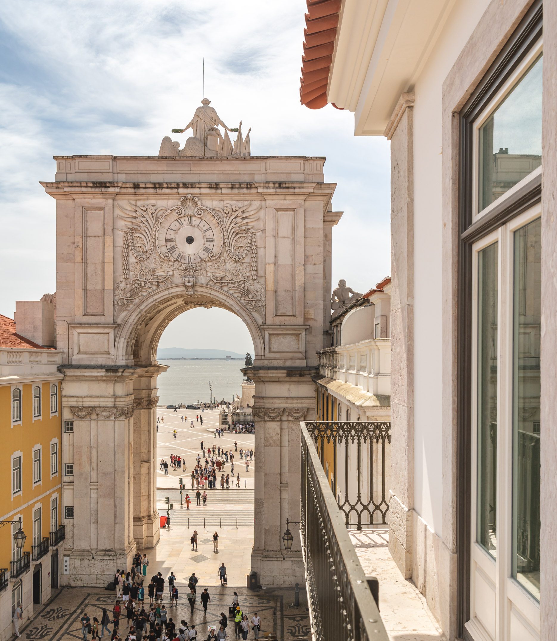 A view of the Rua Augusta Arch in central Lisbon from a window of the Andaz Lisbon hotel.