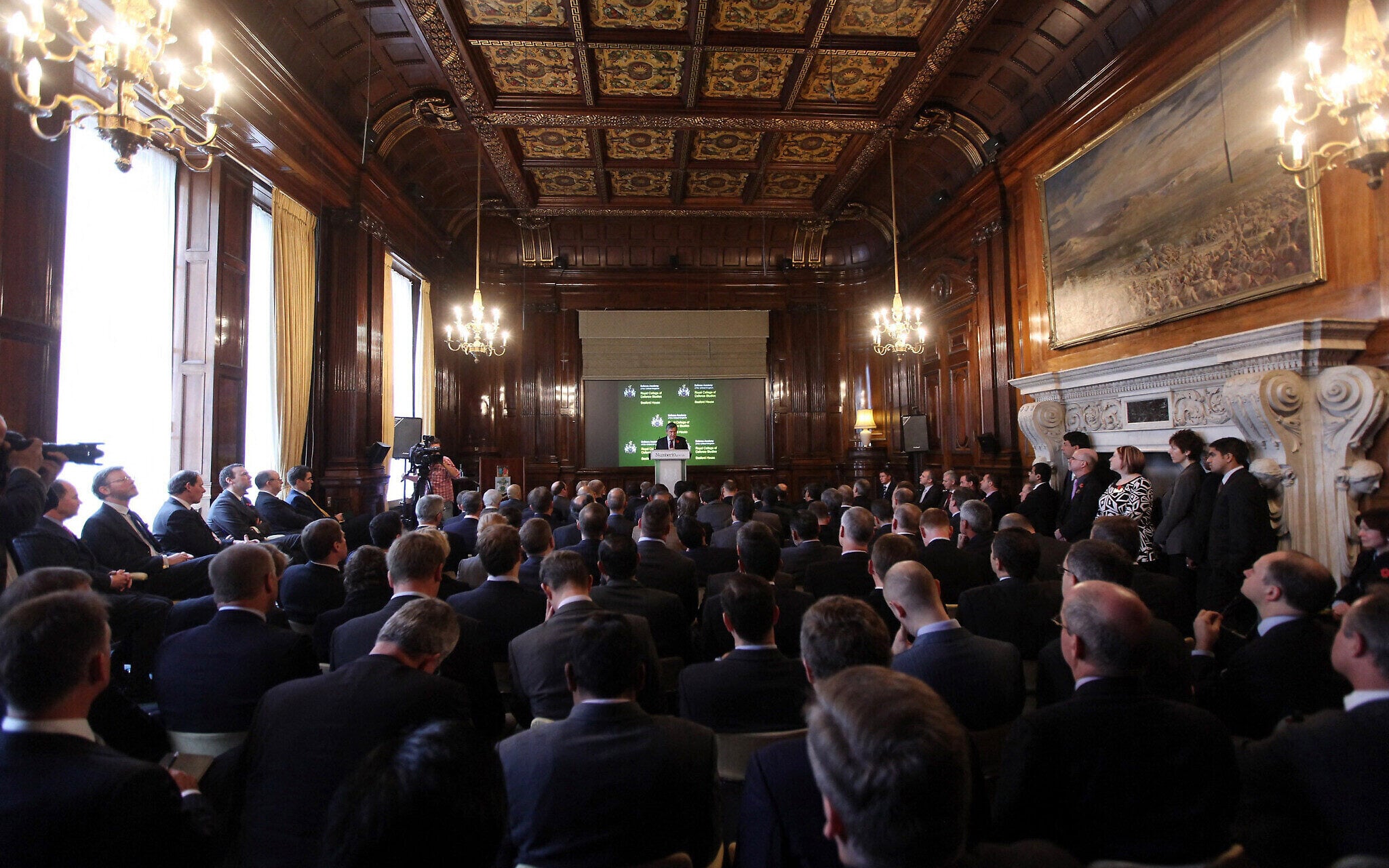 Then-British prime minister Gordon Brown delivers a speech on Afghanistan at the Royal College of Defense Studies in London, on November 6, 2009. (OLI SCARFF / POOL / AFP / File)