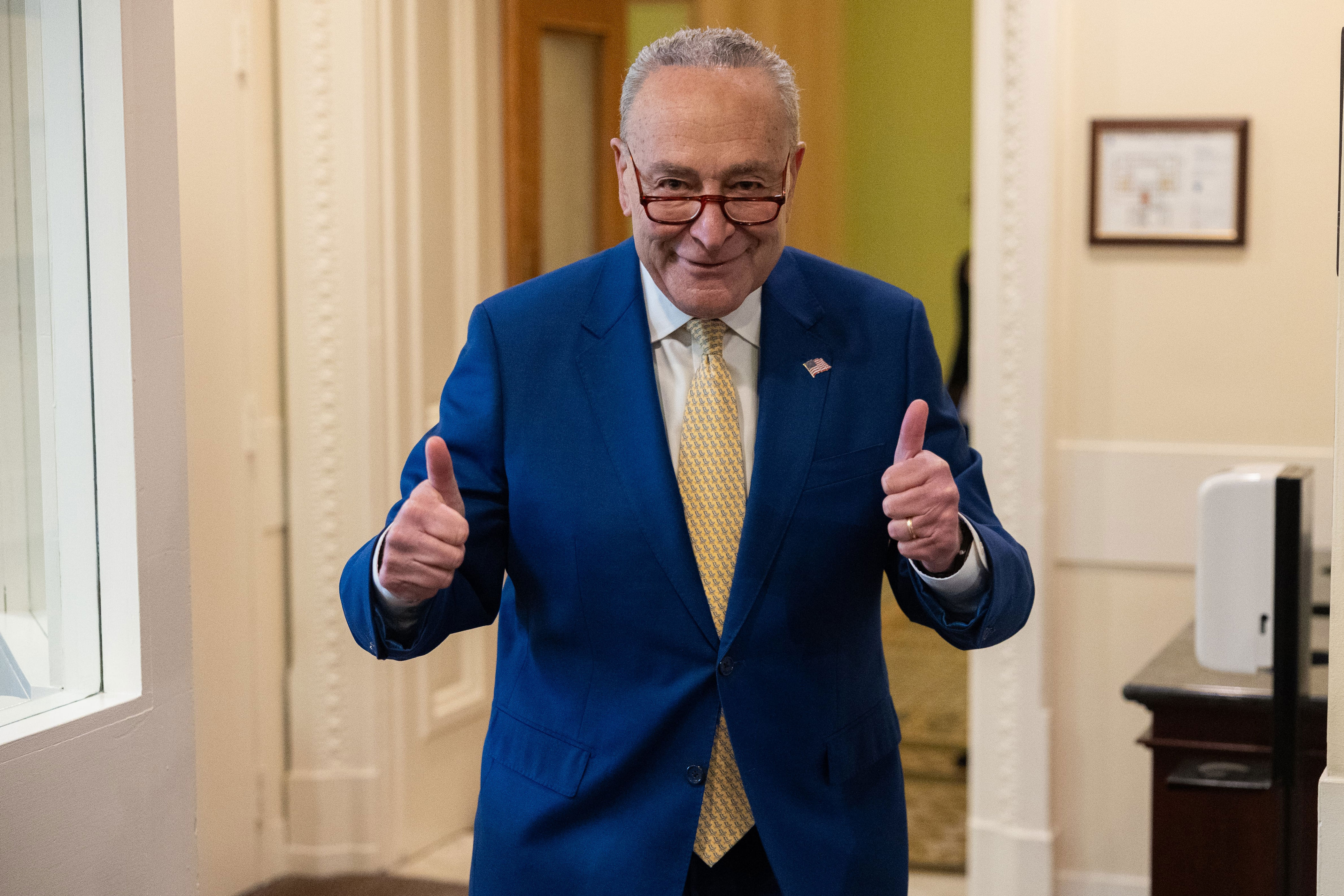 Chuck Schumer says the bill will not pass the Senate. / Anadolu / Anadolu via Getty Images