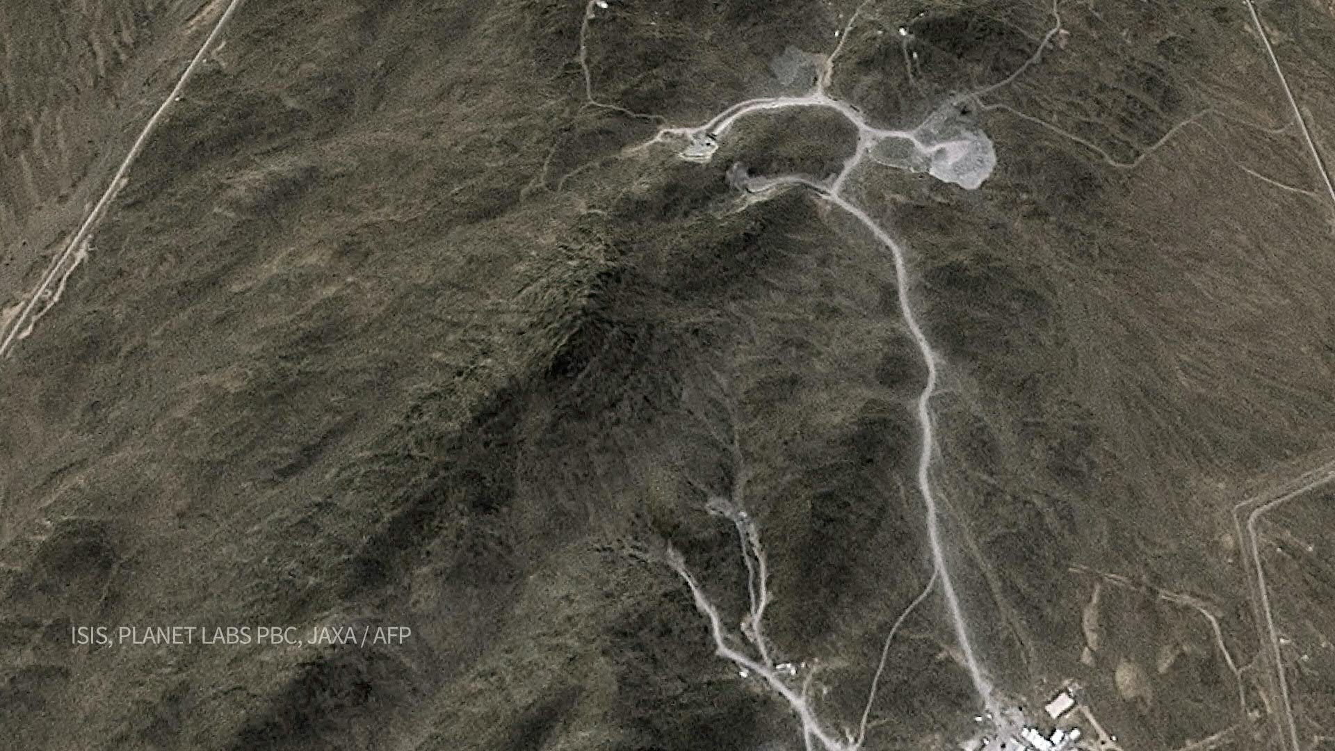 Animated map: Mount Kolang, known as Pickaxe Mountain, Iran